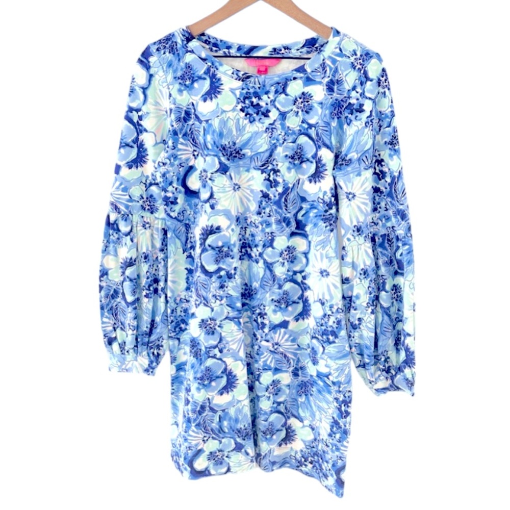 LILLY PULITZER ROUND NECK COASTAL BLUE SWEATSHIRT BARTLETT CATCH N KEEP DRESS XL - Picture 3 of 15